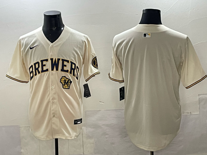 Men Milwaukee Brewers blank cream Nike MLB 2025 Jersey 004->milwaukee brewers->MLB Jersey
